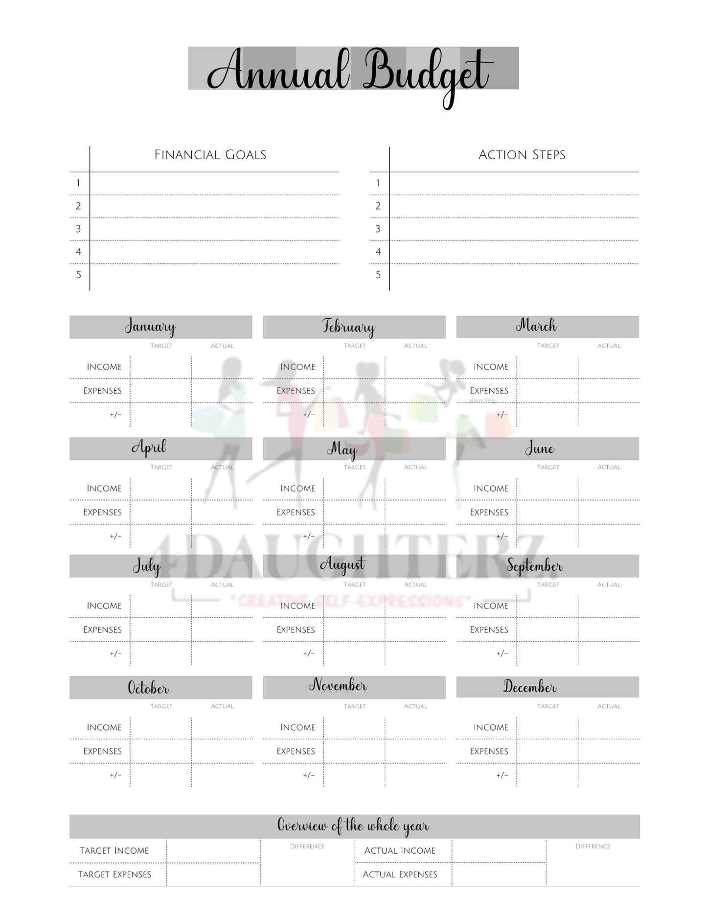 Financial Journal *Made for You-Printable Download *59 pages*