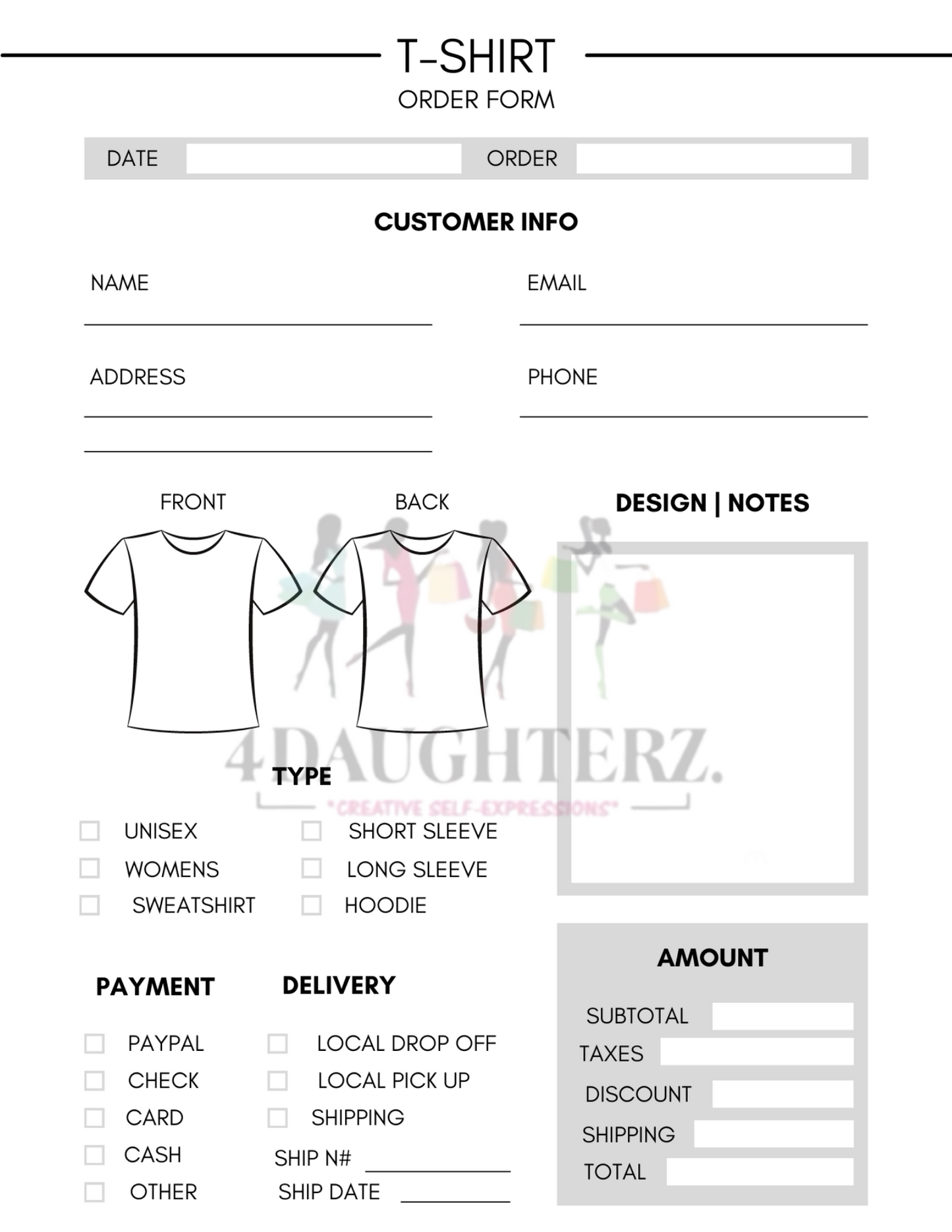 Order Forms & Inventory Tracker Book *Made for You-Printable Download*15 pages*