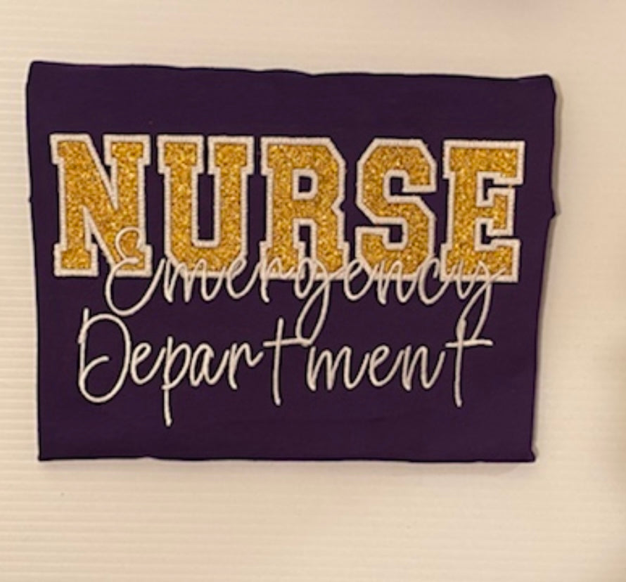 NURSE-Glitter Applique t-shirt *All designs are made to order: 7-14 day processing