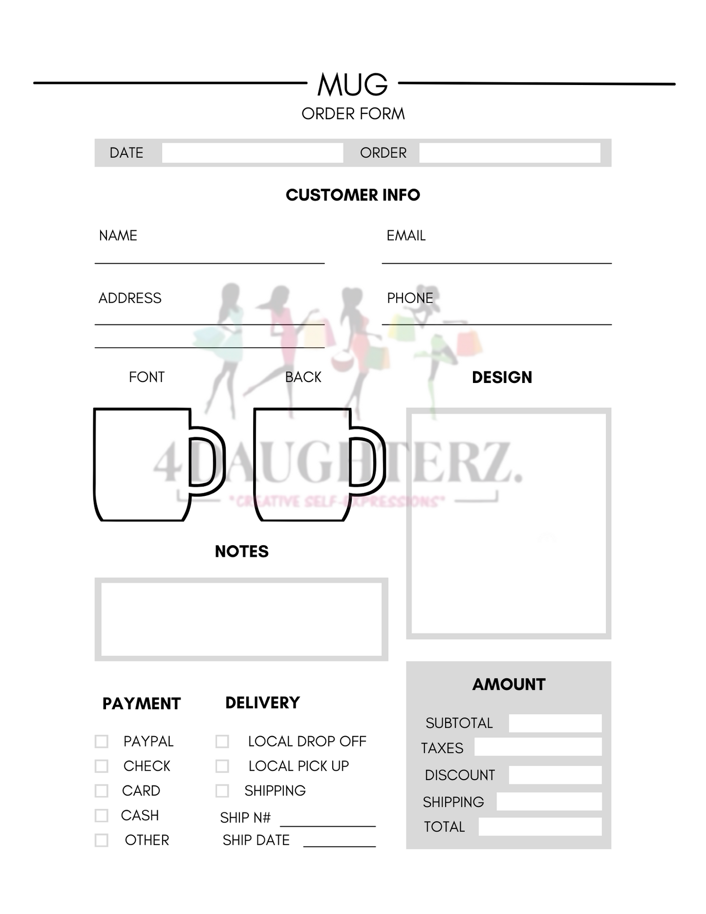 Order Forms & Inventory Tracker Book *Made for You-Printable Download*15 pages*