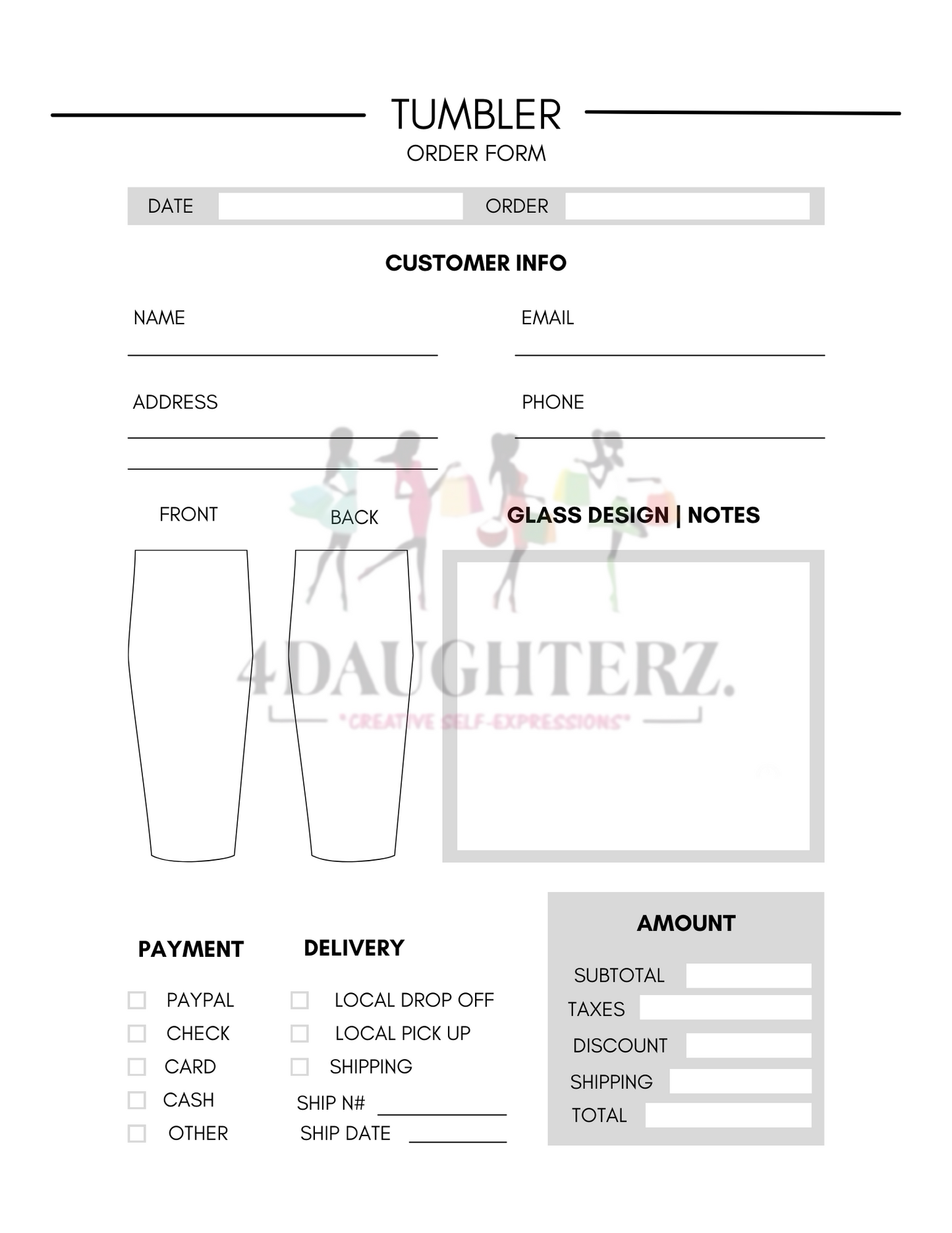 Order Forms & Inventory Tracker Book *Made for You-Printable Download*15 pages*