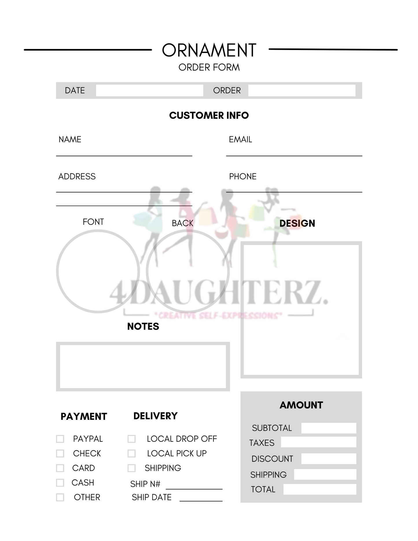 Order Forms & Inventory Tracker Book *Made for You-Printable Download*15 pages*