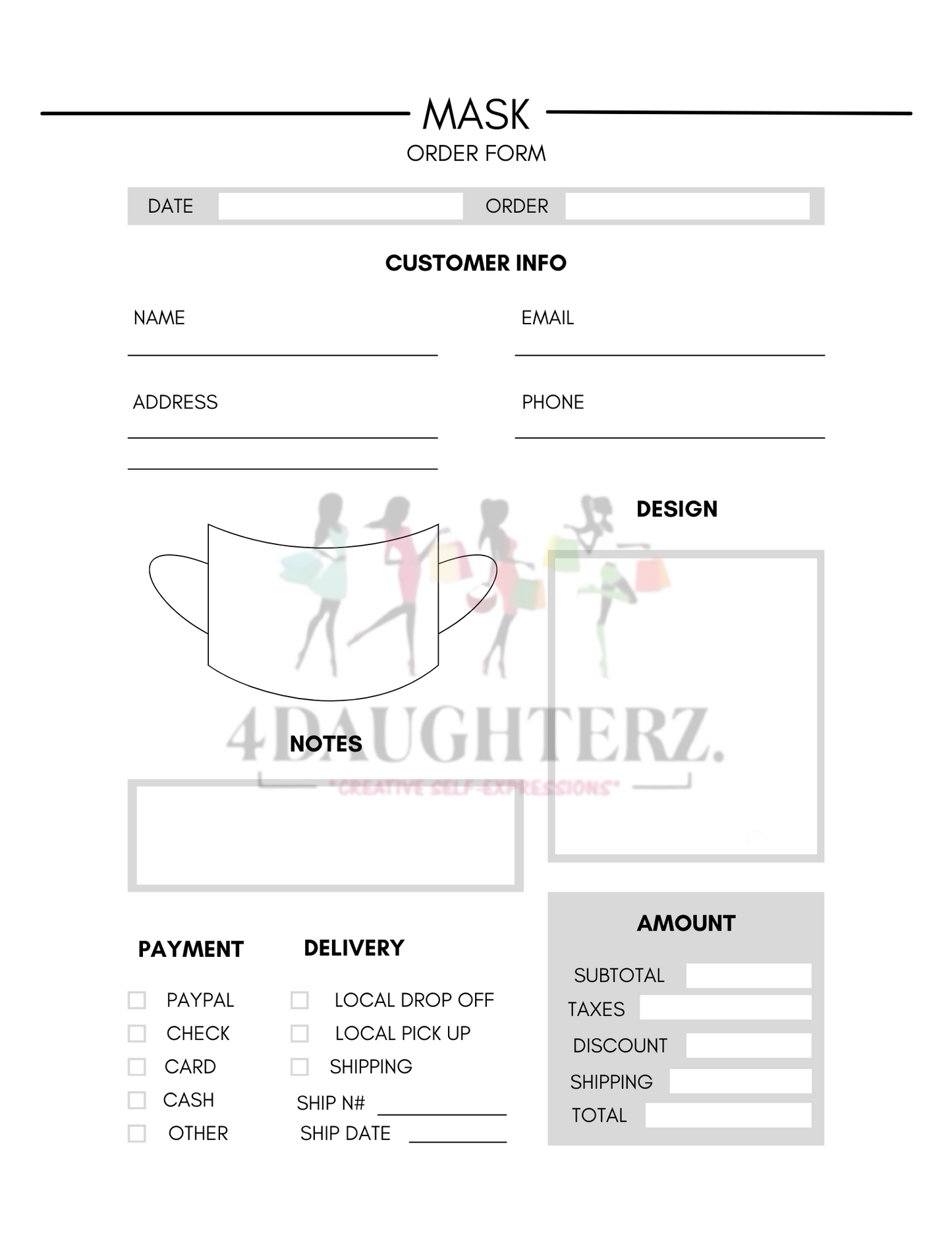 Order Forms & Inventory Tracker Book *Made for You-Printable Download*15 pages*