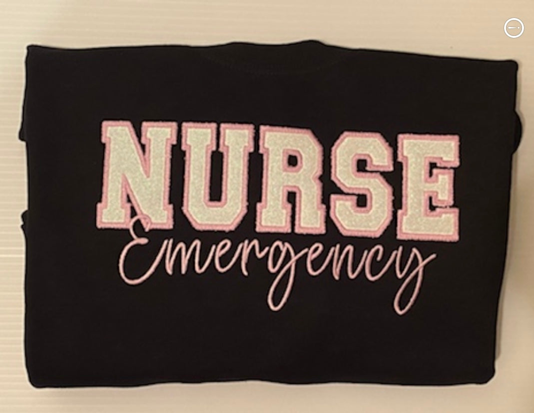 NURSE-Glitter Applique Crewneck Sweater *All designs are made to order: 7-14 day processing (Copy)