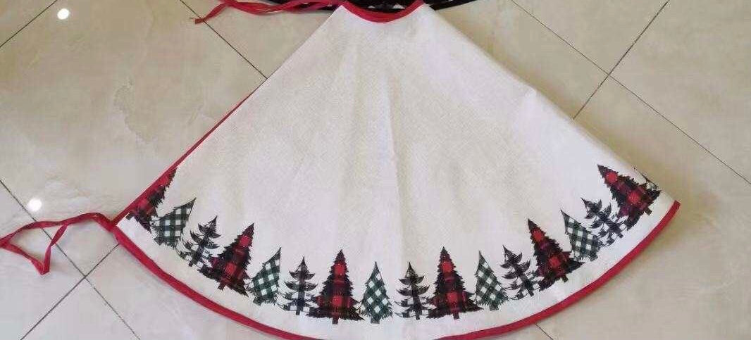 Christmas tree skirt w/Christmas tree design (sublimation-Burlap) *Sublimation Blank*