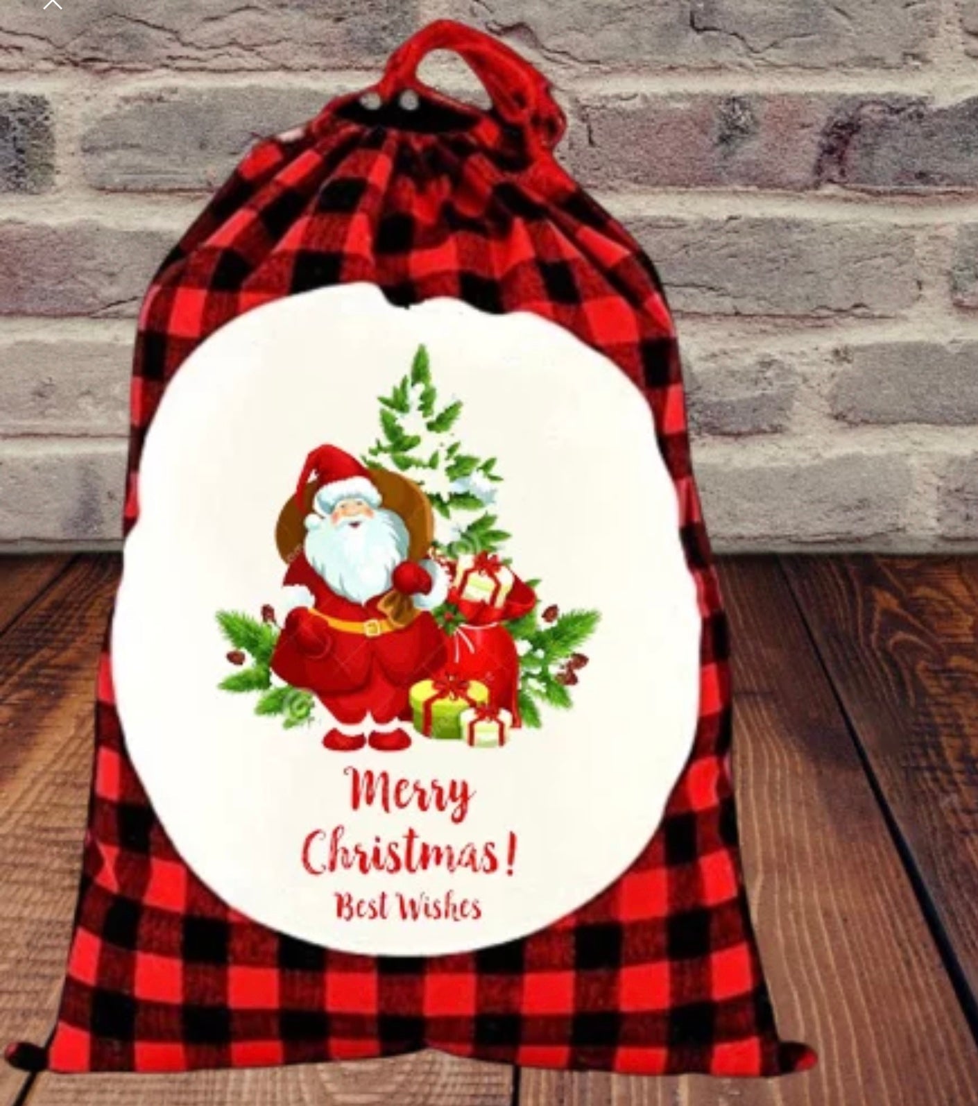 Santa Sack-Buffalo Plaid (polyester 47*66)