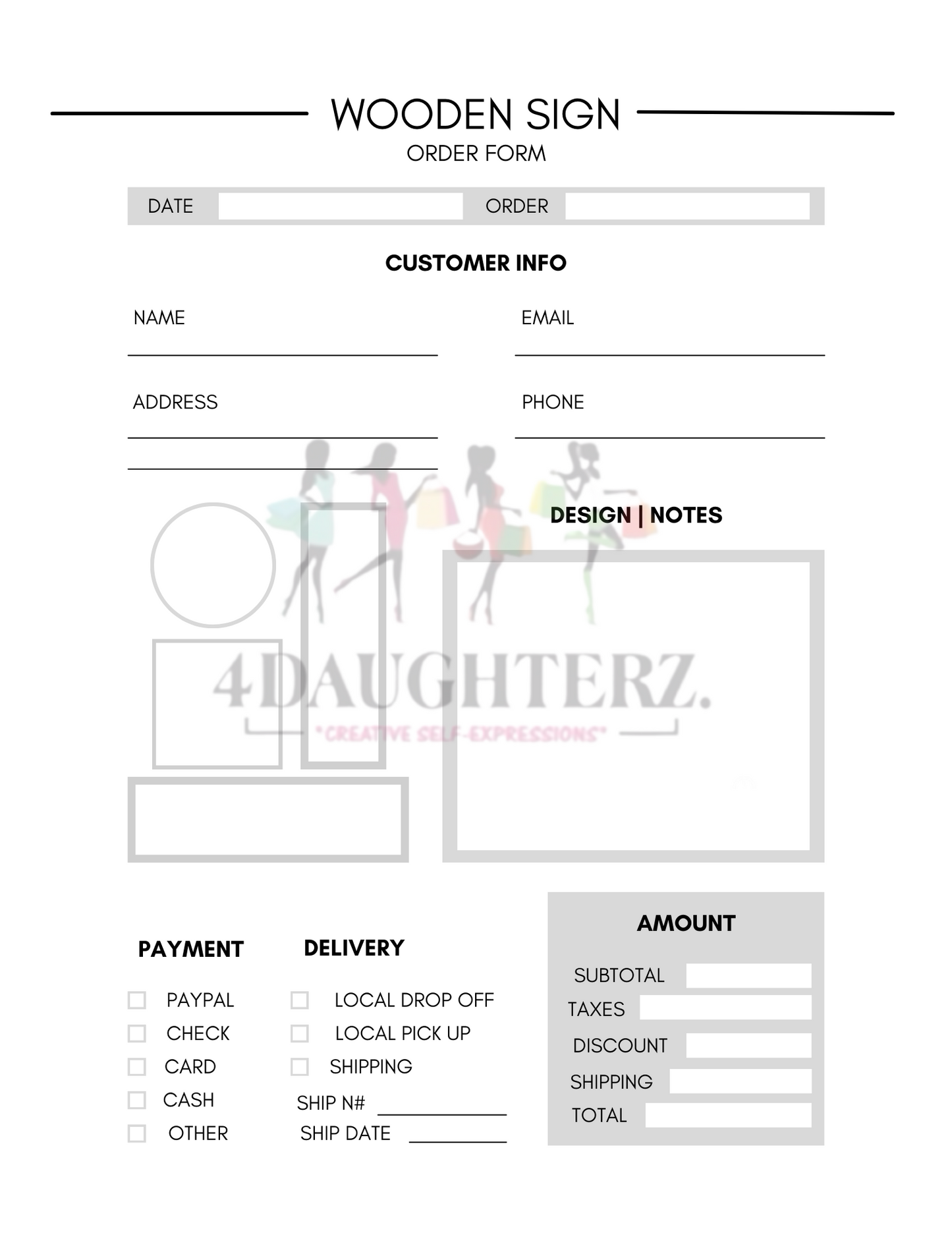 Order Forms & Inventory Tracker Book *Made for You-Printable Download*15 pages*