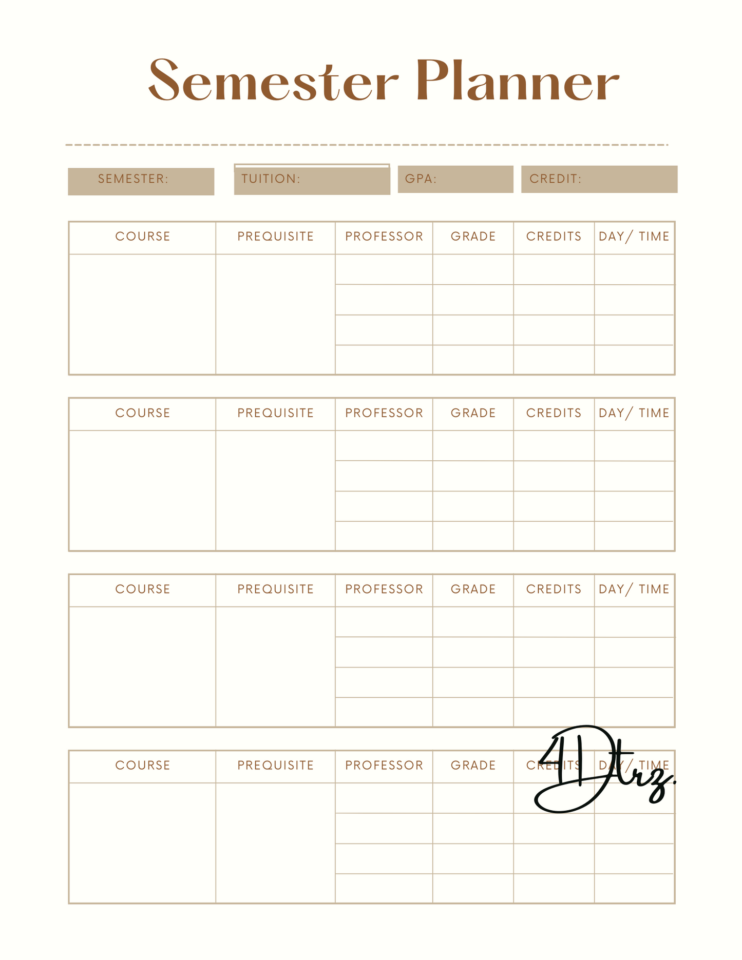 My Presence Matters Student Academic Planner (90+ pages)