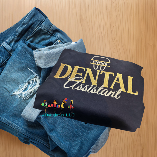 Embroidered Dental Assistant Career T-shirt w/Tooth and Name