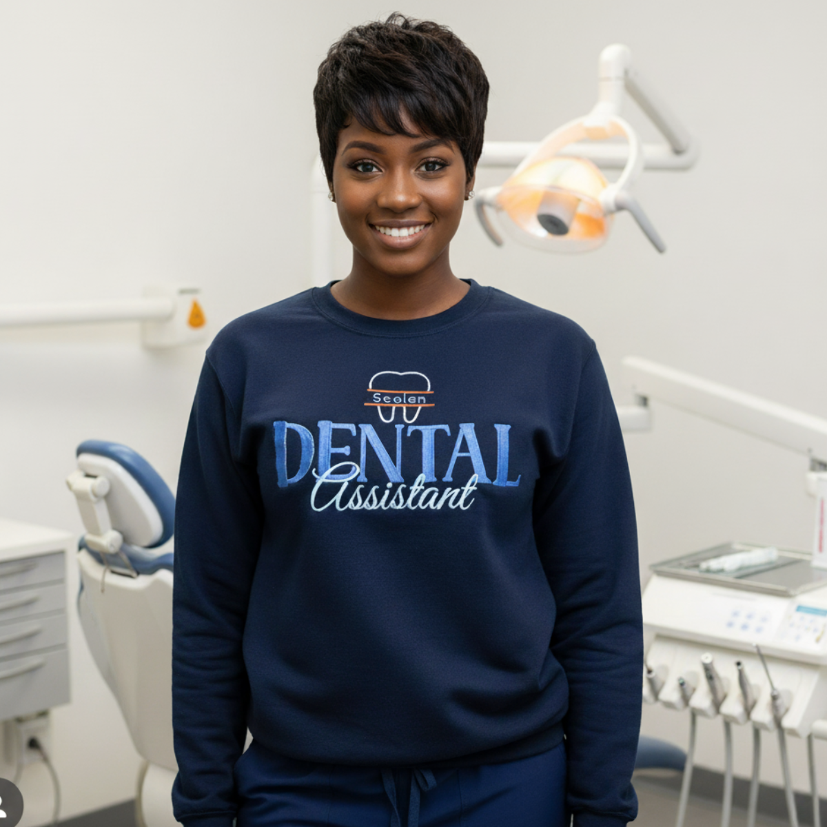 Embroidered Dental Assistant Career Sweatshirt w/Tooth and Name