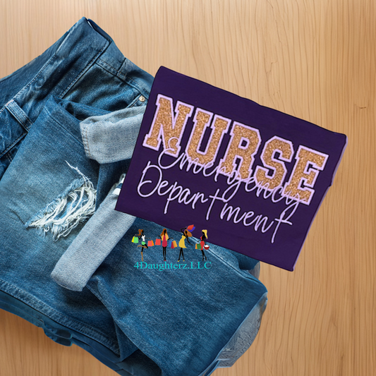 NURSE-Glitter Applique t-shirt *All designs are made to order: 7-14 day processing