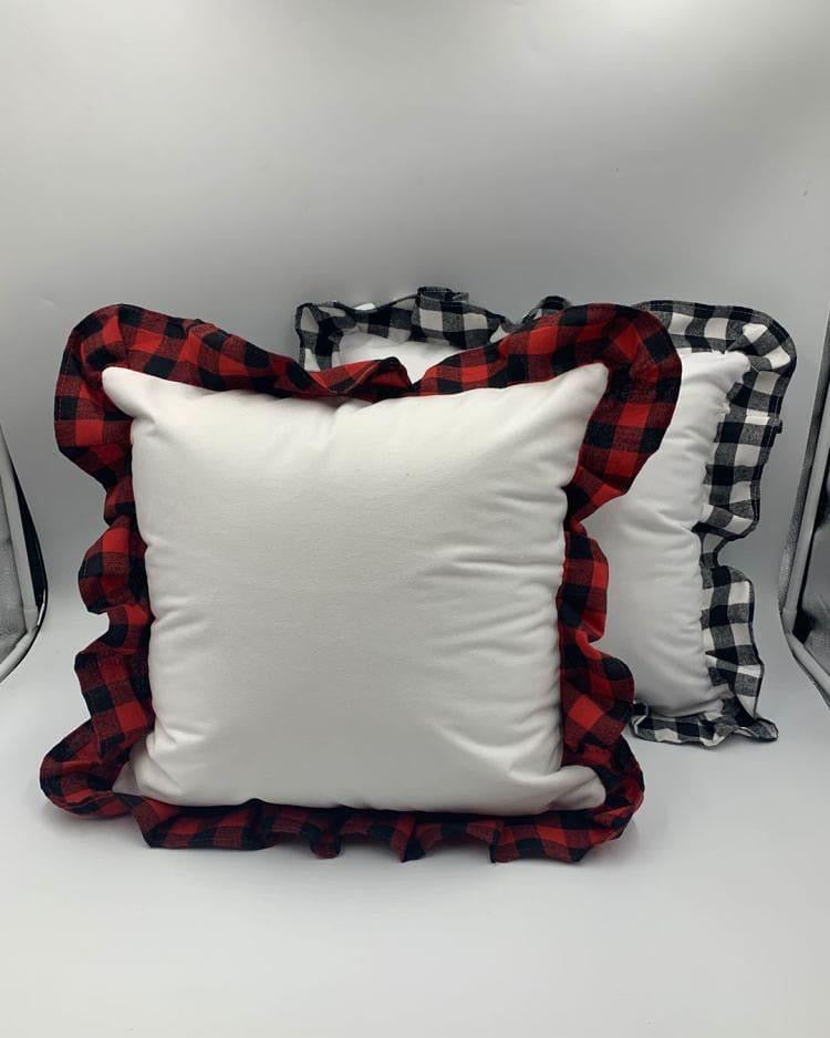 Pillow Covering Buffalo Plaid (red/black) Trimmed