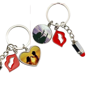 Keychain-Lipstick ! Round photo only *single pair